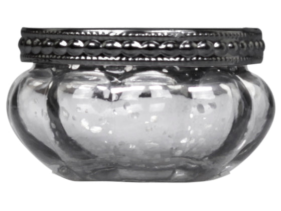 Glass Tea light Holder with Pearl Decorative Edge
